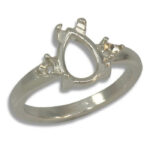 Pear Cabochon Accented Ring Mounting - White Gold