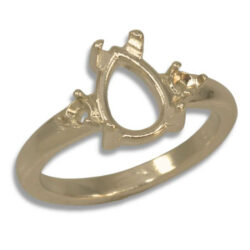 Pear Cabochon Accented Ring Mounting - Yellow Gold