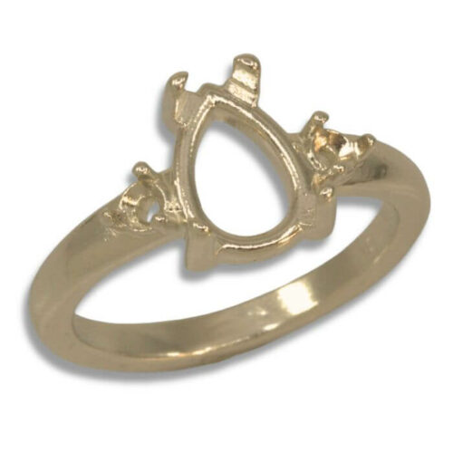 Pear Cabochon Accented Ring Mounting - Yellow Gold