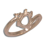 Pear Cabochon Bypass Accent Ring Mounting- Rose Gold