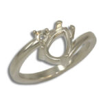 Pear Cabochon Bypass Accent Ring Mounting- White Gold