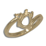 Pear Cabochon Bypass Accent Ring Mounting- Yellow Gold