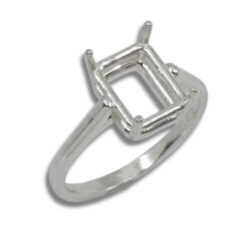 Emerald Cut Single Cathedral Pre-notched Ring