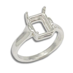 Emerald Cut Wide Band Cathedral Pre-notched Ring