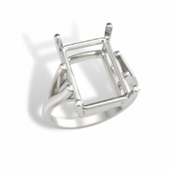 Emerald Cut Cathedral Pre-notched Ring Mounting