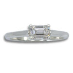 Lab Created Diamond 0.79ct Emerald Cut Horizontal Ring