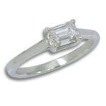 Lab Created Diamond 0.79ct Emerald Cut Horizontal Ring