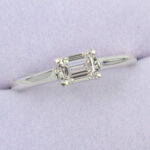 Lab Created Diamond 0.79ct Emerald Cut Horizontal Ring