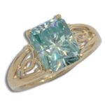 Blue Moissanite 10x8mm Radiant Artisan Scroll Ring
