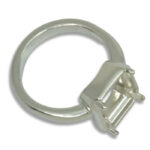 Emerald Cut Bezel Design with Prongs Pre-notched Ring Mounting
