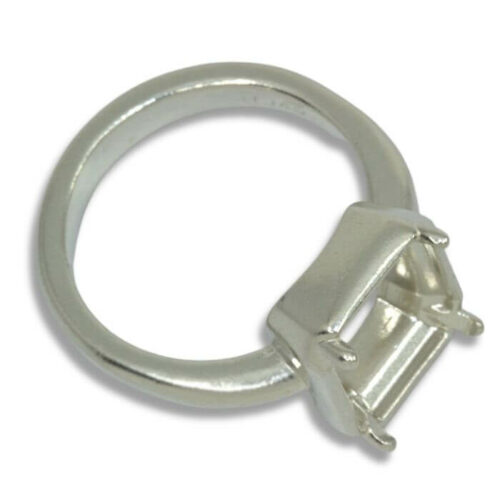 Emerald Cut Bezel Design with Prongs Pre-notched Ring Mounting