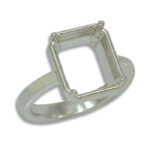 Emerald Cut Bezel Design with Prongs Pre-notched Ring Mounting