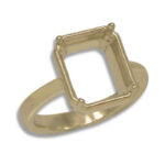 Emerald Cut Bezel Design with Prongs Pre-notched Ring Mounting - Yellow Gold