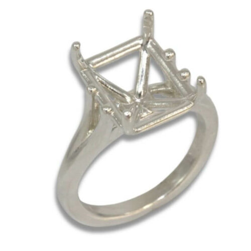 Emerald Cut Split Cathedral Pre-notched Ring Mounting