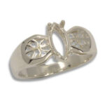 Marquise Filigree Pre-notched Ring Mounting - White Gold