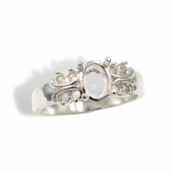 Oval 8x6mm Accented Pre-notched Ring Mounting