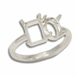 Toi et Moi Emerald and Oval Pre-notched Ring Mounting