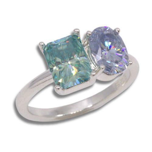 Toi et Moi Emerald and Oval Pre-notched Ring Mounting