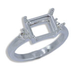 Emerald Side Accent East West Pre-notched Ring Mounting