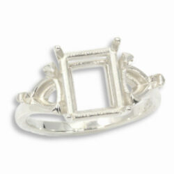 Emerald Trillion Accented Pre-notched Ring Mounting