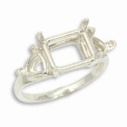 Side Set Emerald Trillion Accented Pre-notched Ring Mounting