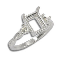 Emerald Cut Accented Twist Milgrain Pre-notched Ring
