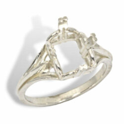 Emerald Cut Regalle Pre-notched Ring Mounting