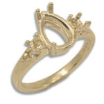 Pear Double Accented Pre-notched Ring Mounting - Yellow Gold