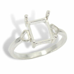 Emerald Cut Heart Cutout Pre-notched Ring Mounting