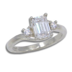 Lab Created Diamond 0.86ct Emerald Accented Gold Ring
