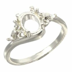 Oval Cabochon Swirl Triple Accent Ring Mounting