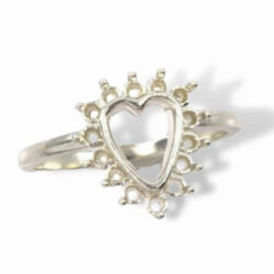 Round Heart Cluster Pre-notched Ring Mounting