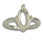Marquise Solitaire Curved Band Pre-notched Ring Mounting - White Gold