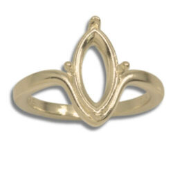 Marquise Solitaire Curved Band Pre-notched Ring Mounting - Yellow Gold