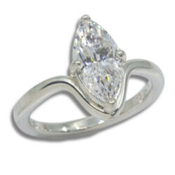 Lab Diamond 1.33ct D VS1 Marquise Solitaire Curved Band Ring