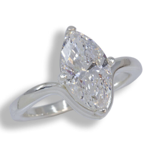 Lab Diamond 2.02ct E VVS2 Marquise Solitaire Curved Band Ring