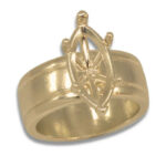 Marquise Cigar Band Style Ring Mounting - Yellow Gold