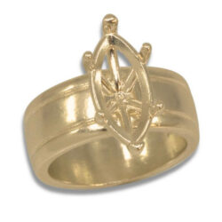 Marquise Cigar Band Style Ring Mounting - Yellow Gold