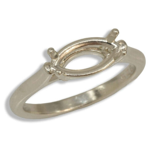 Marquise Horizontal Pre-notched Ring Mounting - White Gold