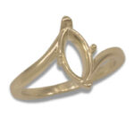 Marquise Solitaire Twist Pre-notched Ring Mounting - Yellow Gold