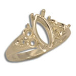 Marquise Triple Side Accent Pre-notched Ring Mounting