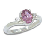 Natural Purple Pink Spinel Oval Accented Ring