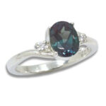 Lab Created Alexandrite Oval Accented Ring
