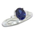 Lab Created Blue Sapphire Oval Accented Ring