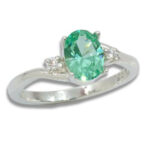 Lab Created Sea Foam Spinel Oval Accented Ring