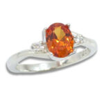 Lab Created Padparadscha Sapphire Oval Accented Ring