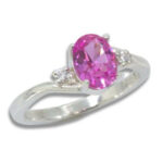Lab Created Pink Sapphire Oval Accented Ring