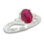 Lab Created Ruby Oval Accented Ring