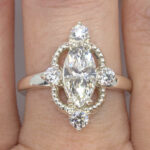 Lab Created Diamond 1.28ct Marquise G VVS2 Milgrain Ring