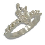 Marquise Basket Head Accented Pre-notched Ring Mounting - White Gold